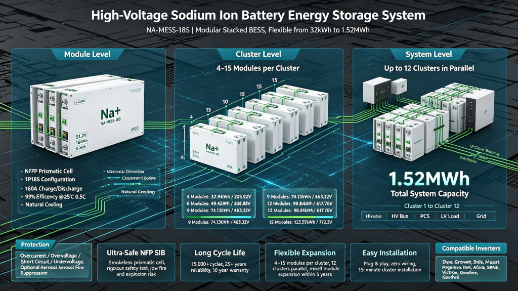 High-Voltage Sodium-Ion Battery Energy Storage System